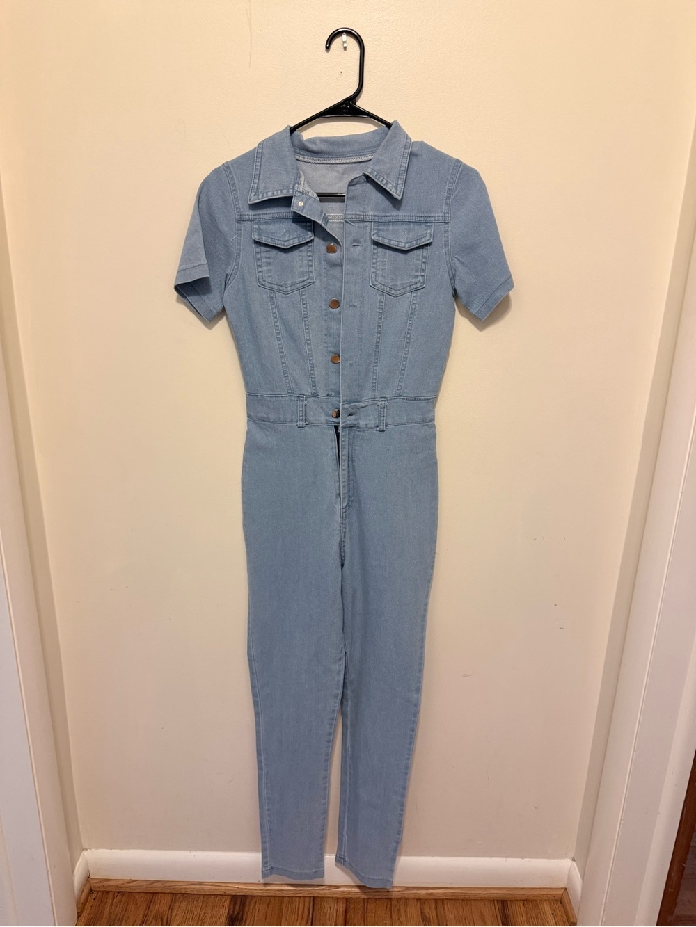 Light Blue Cotton Jumpsuit - Light Blue